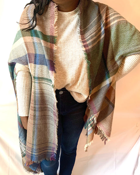 Harle Plaid Poncho