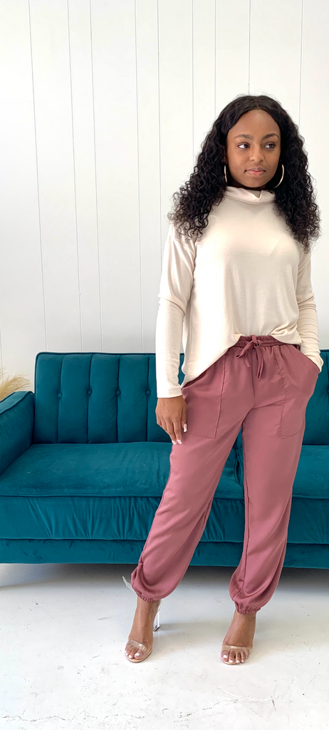 Presley Satin Joggers Raspberry Maven Maude