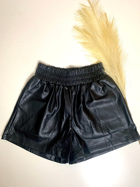 Harley Faux Leather Shorts Black