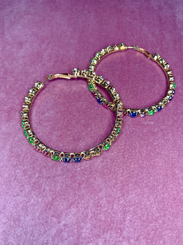 Colorful Stone Hoop Earrings