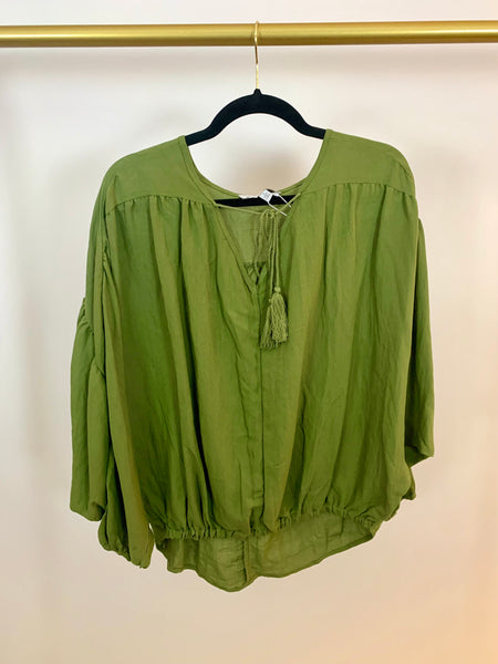 Olive You Tassel Top