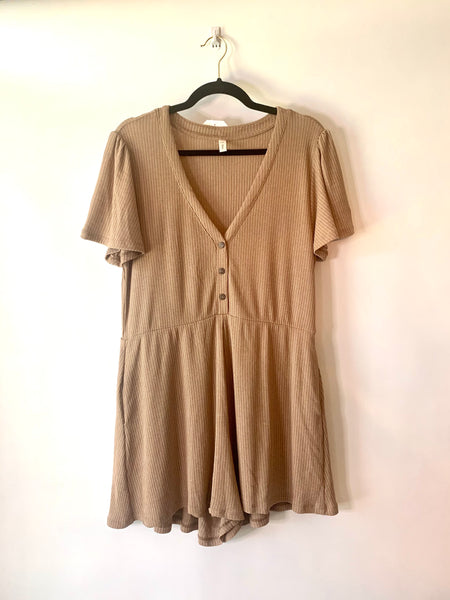 Button Ribbed Romper