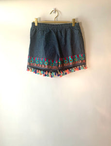 Embroidered Tassel Trim Shorts