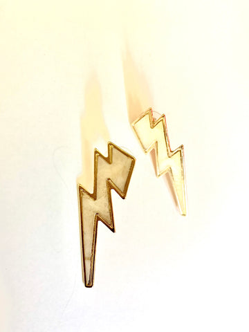 Lightning Bolt Stud in Pearl