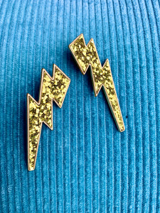 Glitter Lightning Bolt Earrings