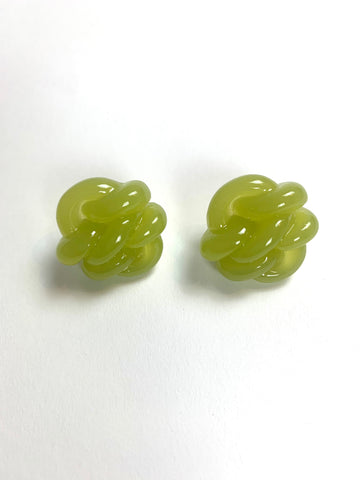 Knotted Up Stud Earrings Lime