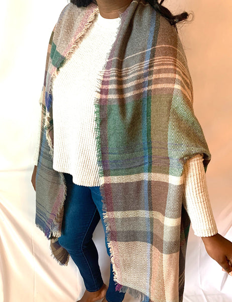 Harle Plaid Poncho