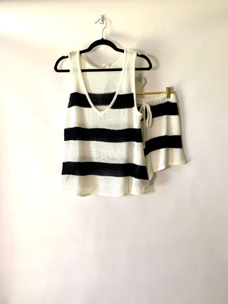 Striped Knit Short Set