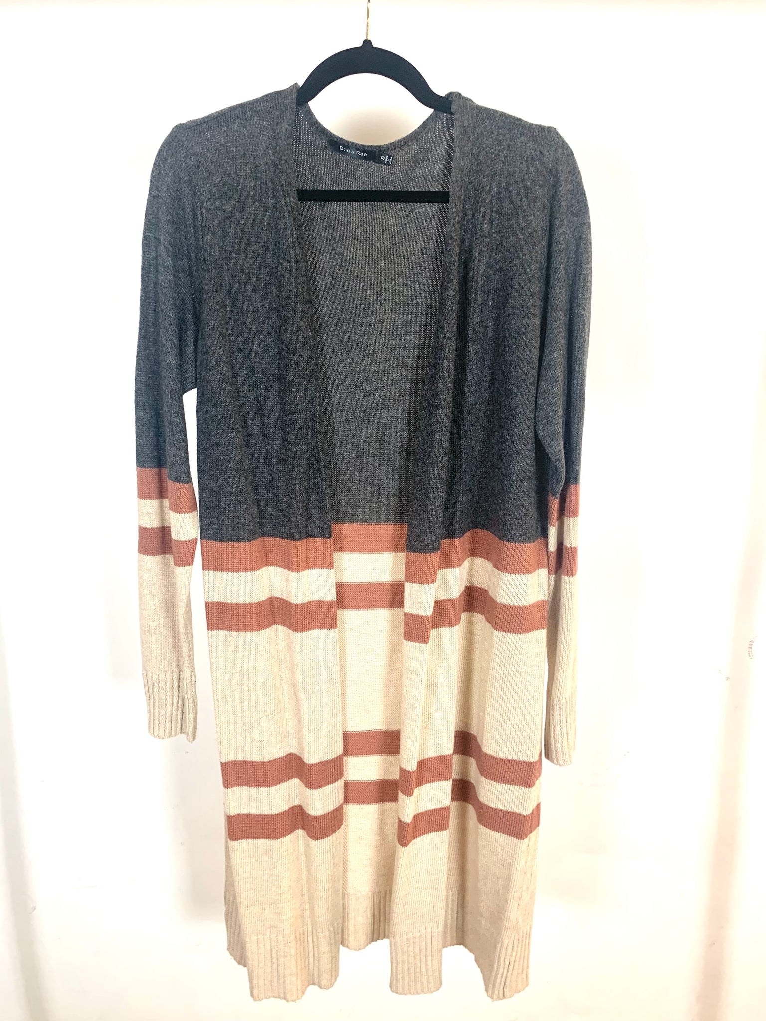 Longline Colorblock Striped Cardigan